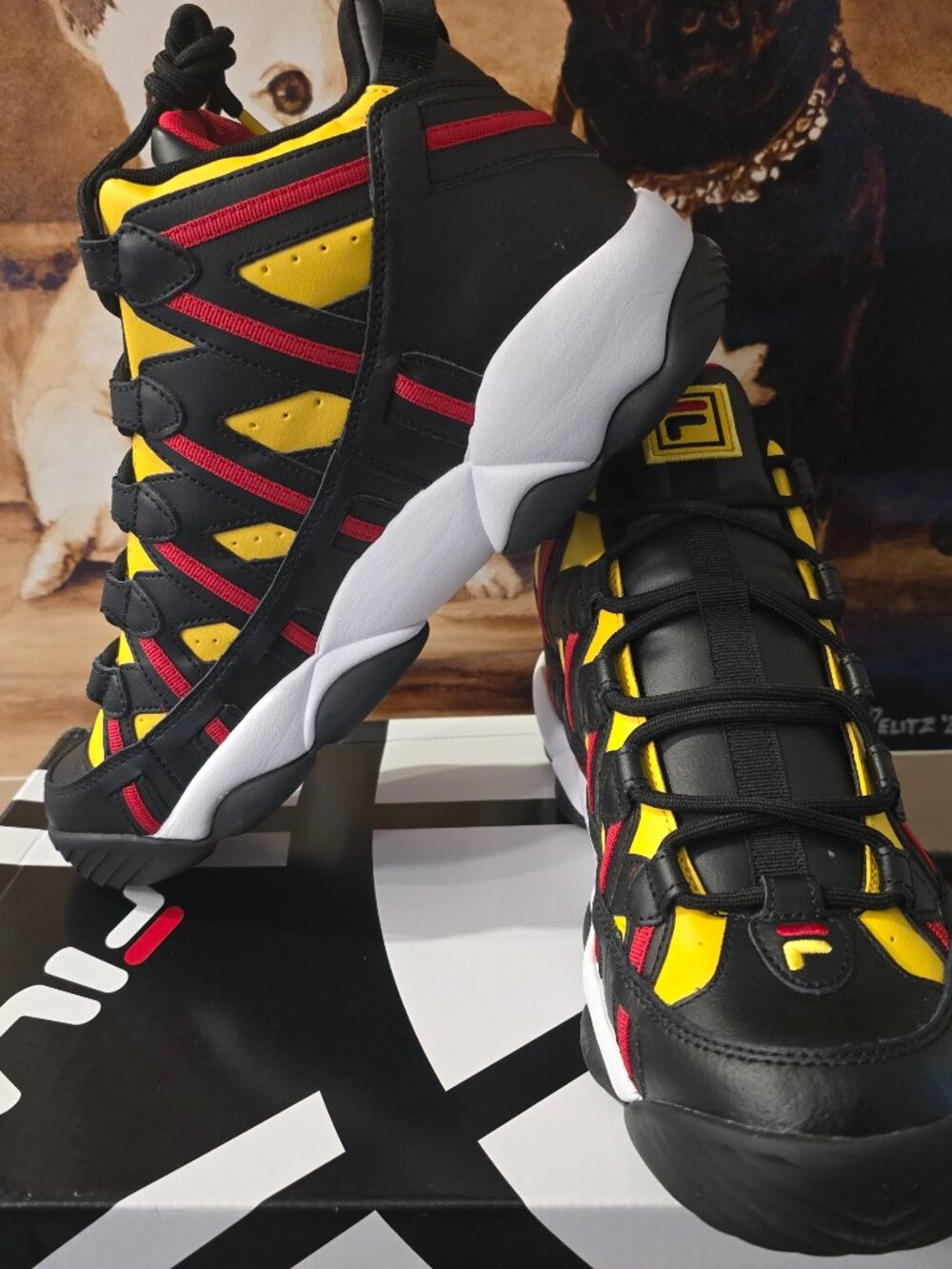 FILA Stackhouse Spaghetti Men's Basketball Shoes 1BM01793-704 Lemon / Red Sz 11